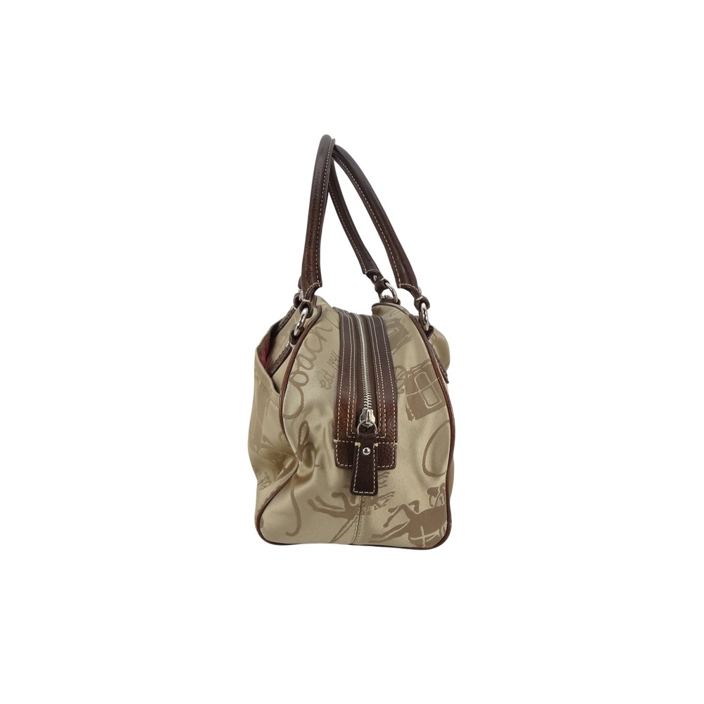 Coach Horse and Carriage Tan Jacquard Leather Satchel Bag F14481 Brown Trim - Picture 5 of 7